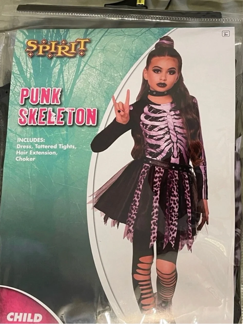 spirit halloween punk skeleton Cos play *Dress Only - Black Purple Leopard D-3
